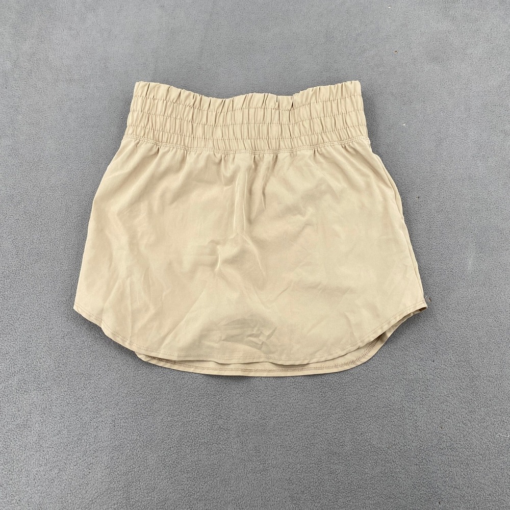 Pinspark Tan Beige Smocked Waist Athletic Skort Small Active Tennis Golf Skirt
